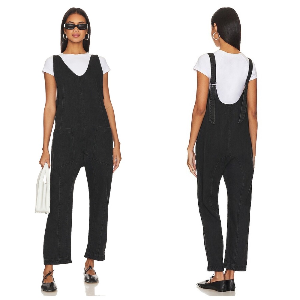 Free People We The Free High Roller Jumpsuit Overall‎ Size M black